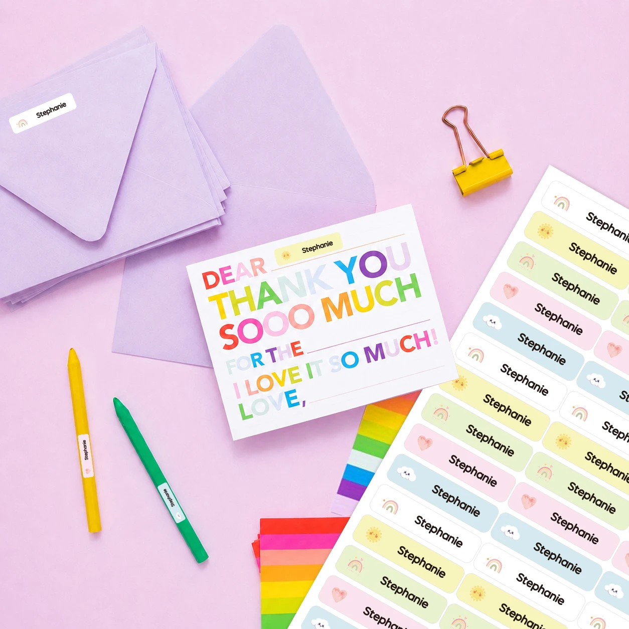 180Pcs Custom Name Stickers, Personalized Pastel Rainbow Labels for Bottles, Bags, Lunch Boxes & Supplies