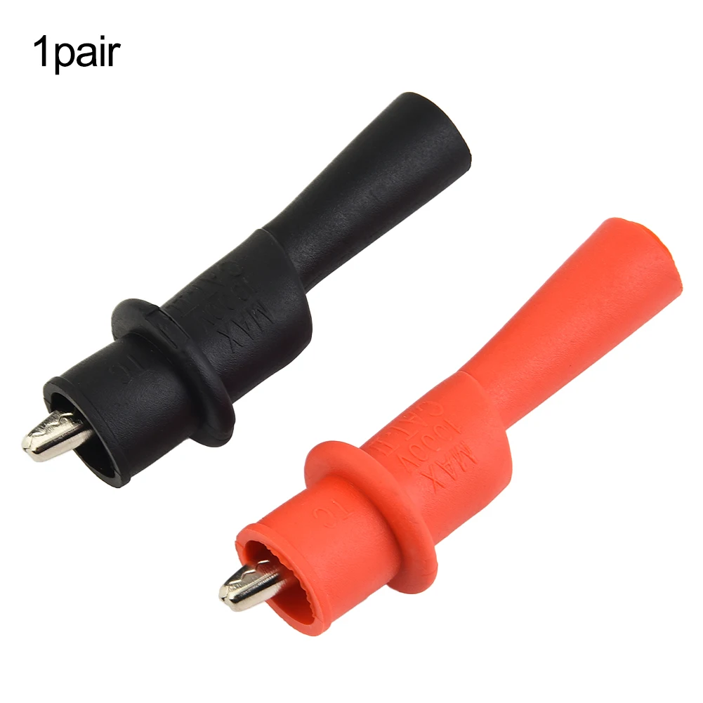 1 Paar Draadtips Testclip Klem Rood + Zwart Rubber Geïsoleerd Omhulsel + Metalen Clip Gereedschapsonderdelen Voor Multi-Meter Tester Ac Dc 10a 1000V