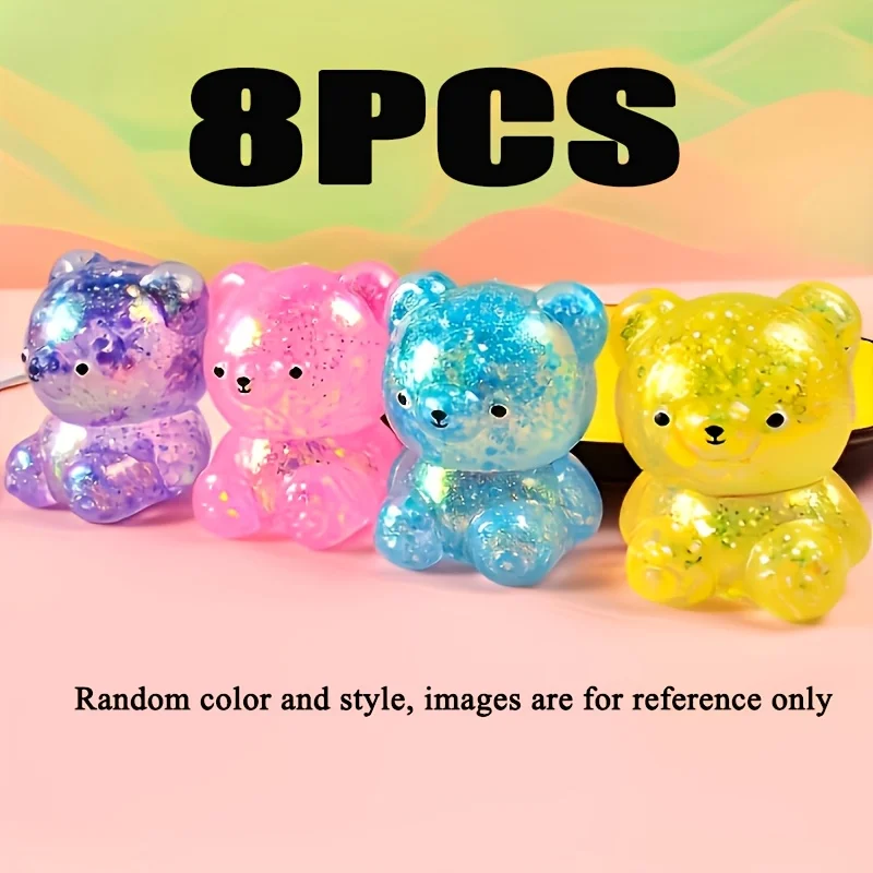 かわいいクマのスクイーズおもちゃ 8 個 - 引っ張ってストレス解消 - リラックス、ゆっくりとしたリバウンド、超ソフトな感覚玩具 - カラフルなパーティーの記念品、C