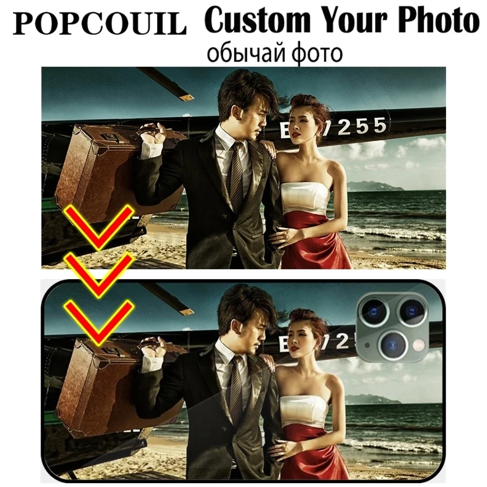 POPCOUIL DIY Luxury Custom Case For Xiaomi Redmi 6A S2  Mi 9 SE 9T CC9E Note 7 6 5A Pro Poco F1 Phone Customized Name Photo Logo