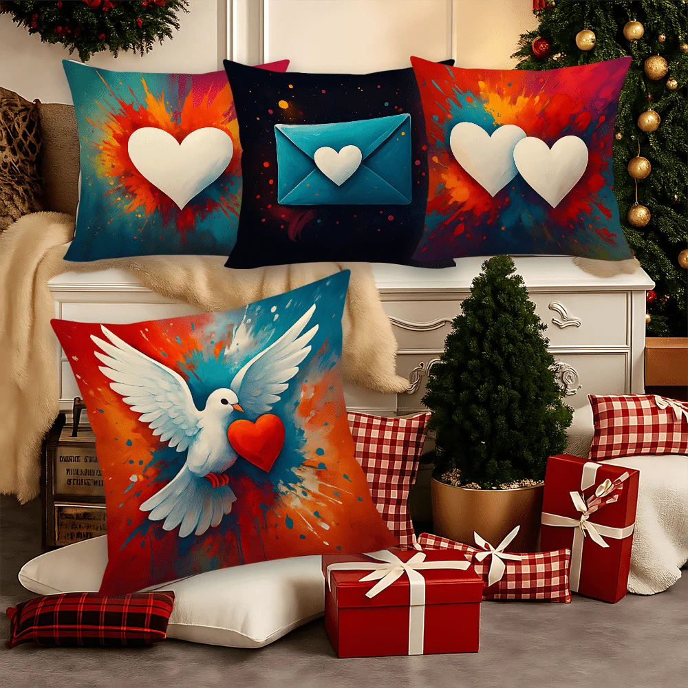 Pigeon and Envelope Pattern digital printing pillow cover Short plush Suitable living rooms bedrooms sofas throw cushion cover