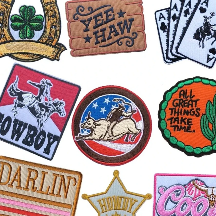 Emblem Embroidered Cloth Stickers Cartoon Flowers DIY Iron Clothing Patches
