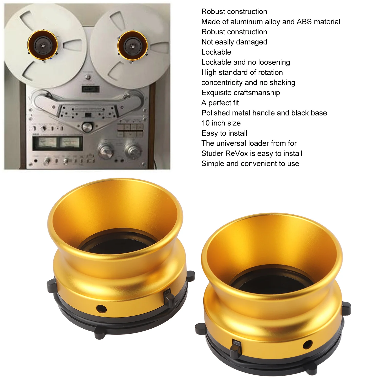 1 Pair NAB Hub Adapters Professional Polished Aluminum Alloy 10 Inch Opener for Studer  for Akai for Teac Hub Adaptors