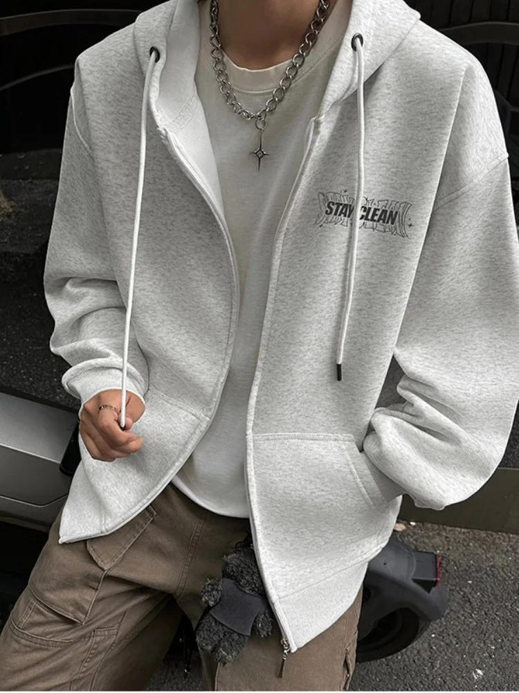 

Подростковая толстовка для мальчиков 2024: Новая зимняя утепленная флисовая кофта-кардиган в американском стиле Cleanfit с длинными рукавами из хлопка