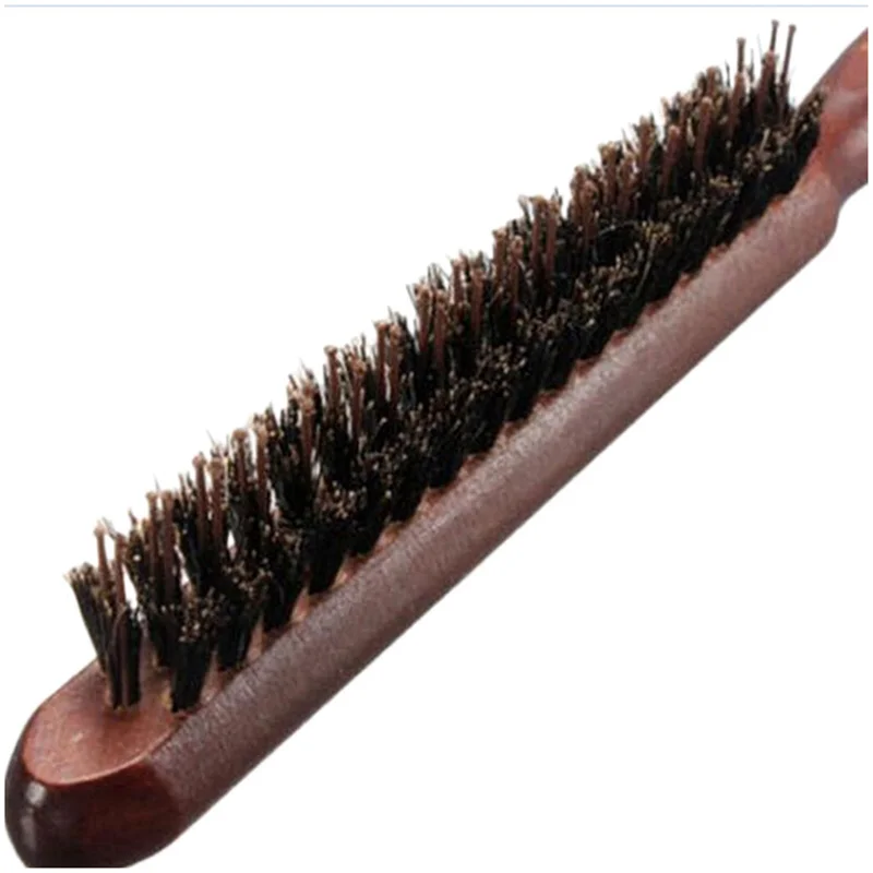 

AA20-3X Wood Handle Natural Boar Bristle Hair Brush Comb Hairdressing Barber Wood-Color
