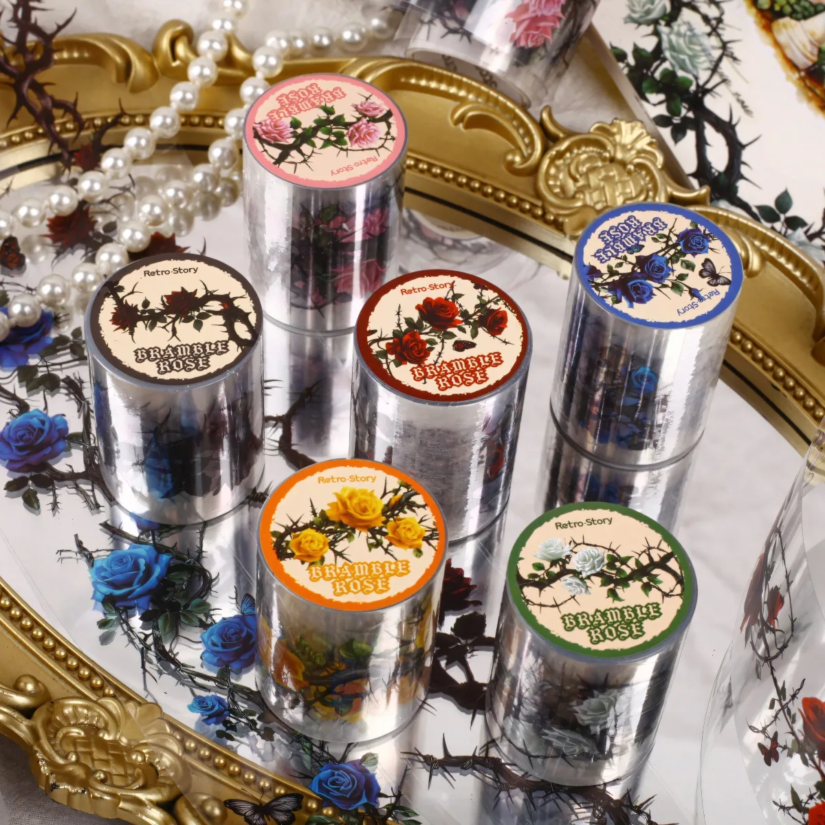 50mm*2m Floral Theme Adhesive Tapes Stickers Scrapbooking Diary Decoration Stickers Notebook Decorative Stickers Craft Supplies