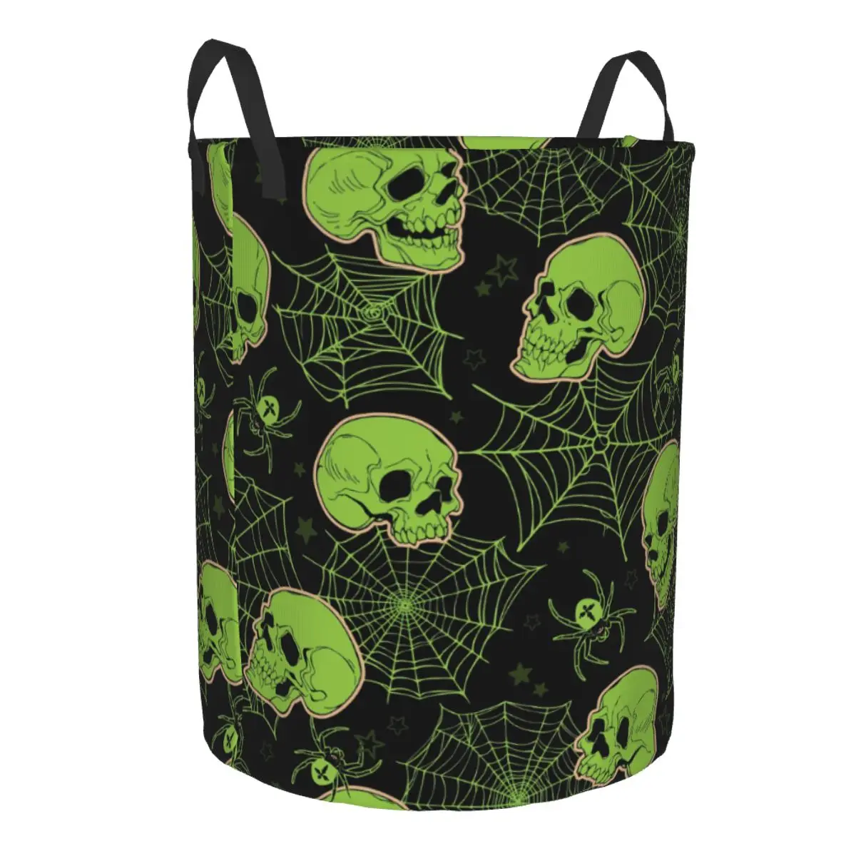 Custom Human Skulls And Cobwebs Laundry Basket Collapsible Large Clothes Storage Bin Baby Hamper