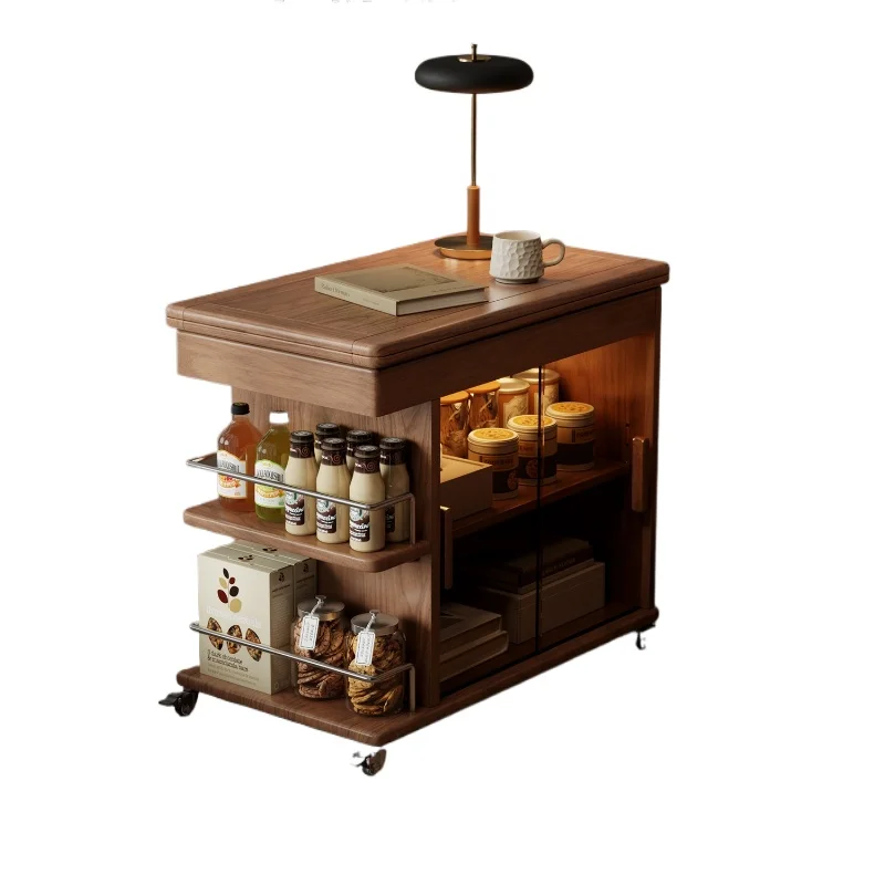

Movable folding bedside table, modern simple storage in the bedroom, creative storage in the living room, solid wood