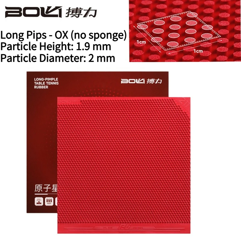 

BOLI Atomic Star 211 Long Pimple OX Fine Slender Small Pimples Height 1.9 mm Ping Pong Rubber for Weird Loops & Defensive Play