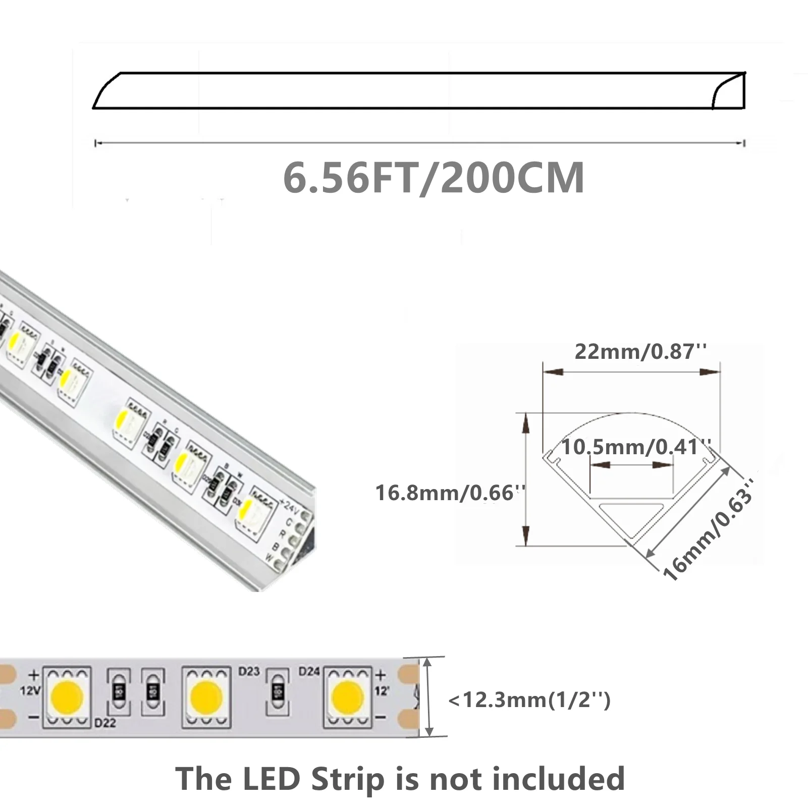 Imagem -06 - Tira de Alumínio Canal Difusor Tira Led Trilha Forma v Milky Cover Corner Perfil Montado Fita de 512 mm 1030 Pack 80 2m