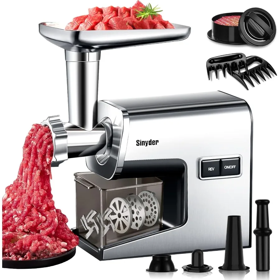 Электрическая мясорубка, мясорубка из нержавеющей стали 3000 Max с 2 лезвиями, 3 мясорубки, толкатель для еды, когти для мяса, колбаса