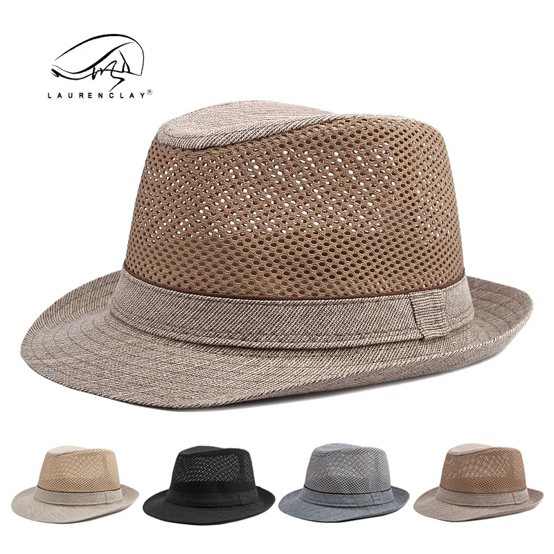 

Middle-aged And Elderly People's Hats Summer Breathable Fedora Hat Men's Beach Top Hat Mesh Breathable Sun Protection Sun Hat