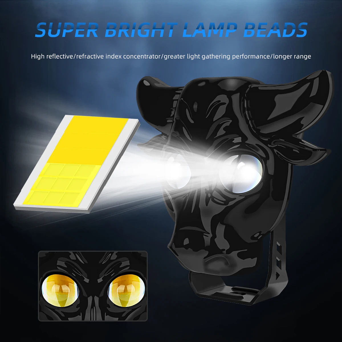 Bull head Style Motorcycle Headlight LED driving light Strobe Signal light Fog lamp Daytime running light Scooter Led Spotlight