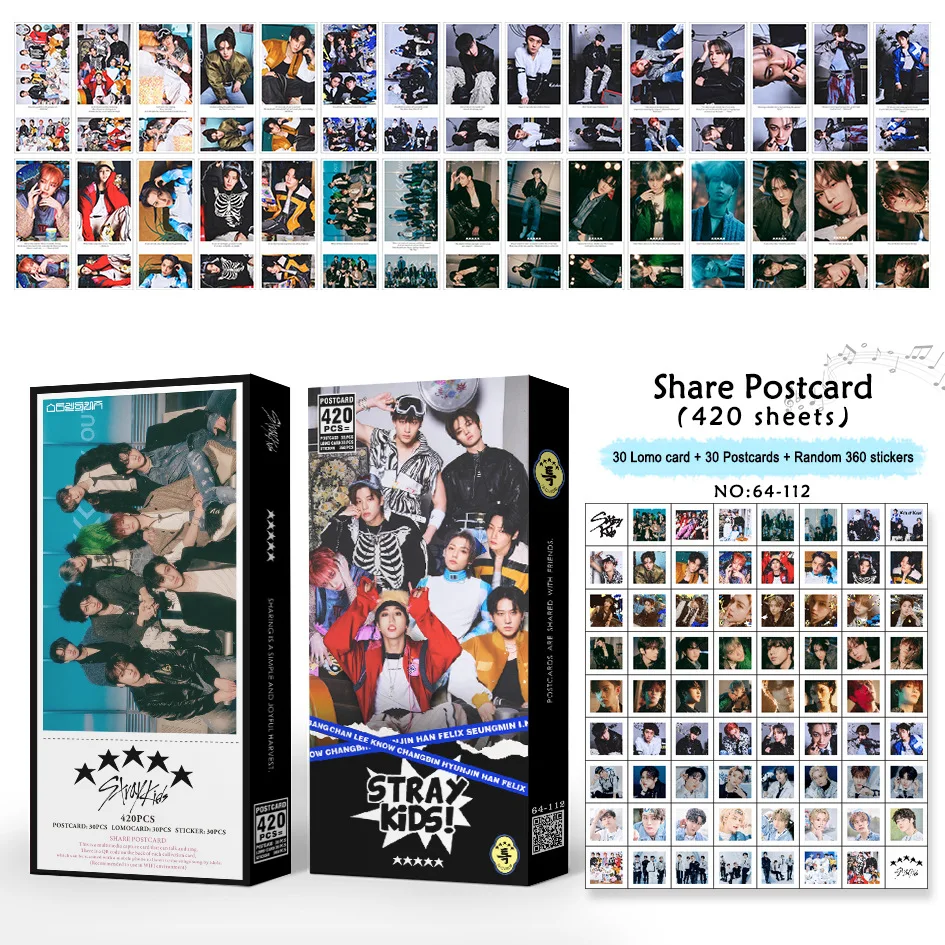 420PCS SKOO Postcard Collection Small Card STRAYKIDS Peripheral Star Album KARMA Audio Share Postcard Greeting Card