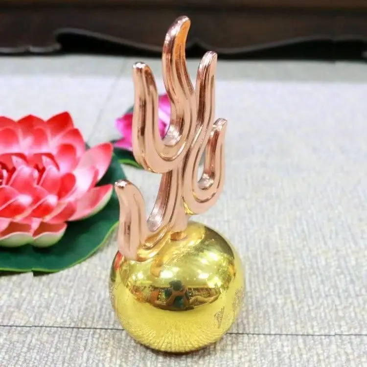 3.3-23cm height alloy fireball color gold ground Tibetan king torch pearl magic Dizang King Ksitigarbha accessory ornament