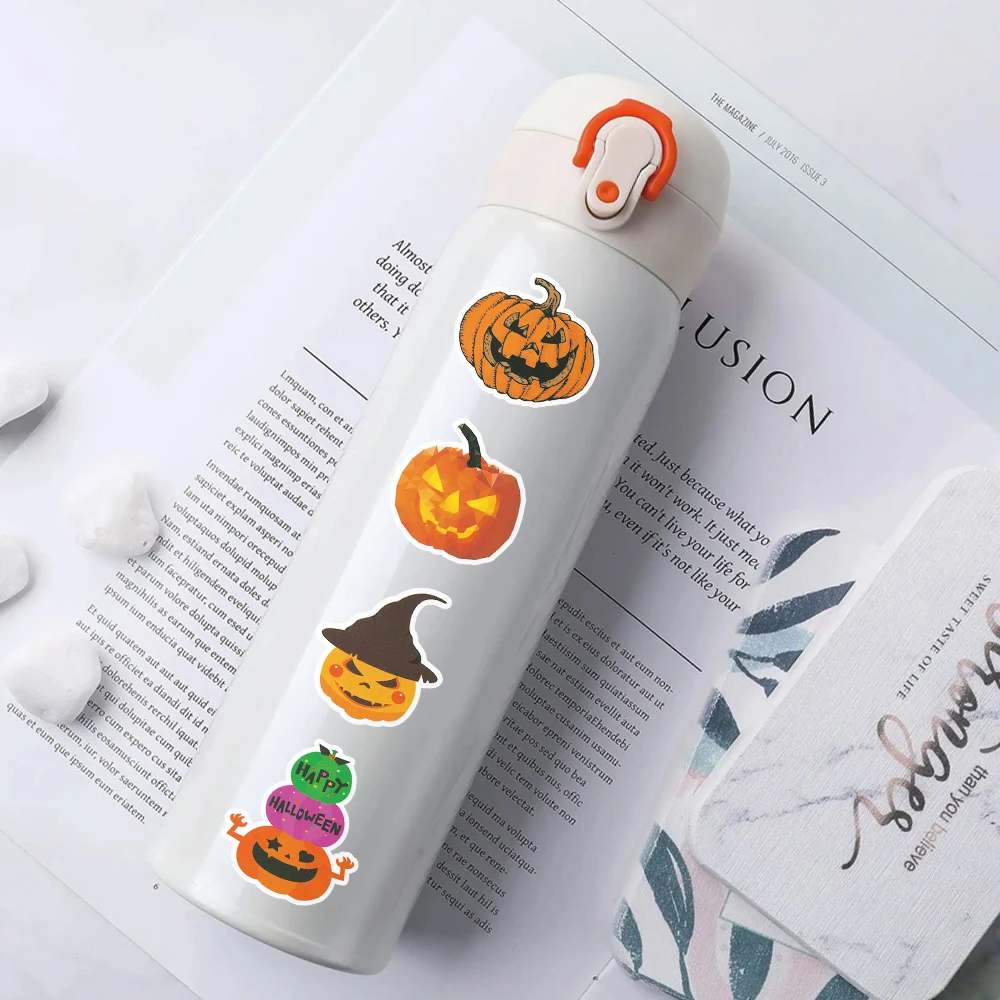 100PCS non-repeating Halloween Pumpkin Theme Stickers, Vinyl Waterproof Holiday Party Stickers, Kids and Youth Adult Party Favor