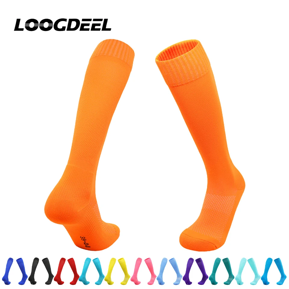 

Loogdeel Adults And Child Thin Breathable Football Socks Towel Bottom Soccer Socks Long Tube Anti-Slip Wear Summer Socks