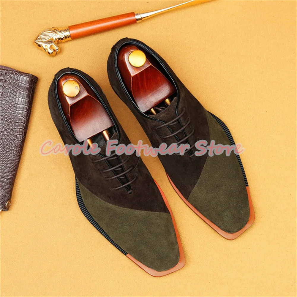 النمط البريطاني مختلط اللون الجلود الربط المتسكعون للرجال ساحة تو صندل بكعب مكتنز الدانتيل متابعة أوكسفورد اليدوية الأعمال الذكور الأحذية