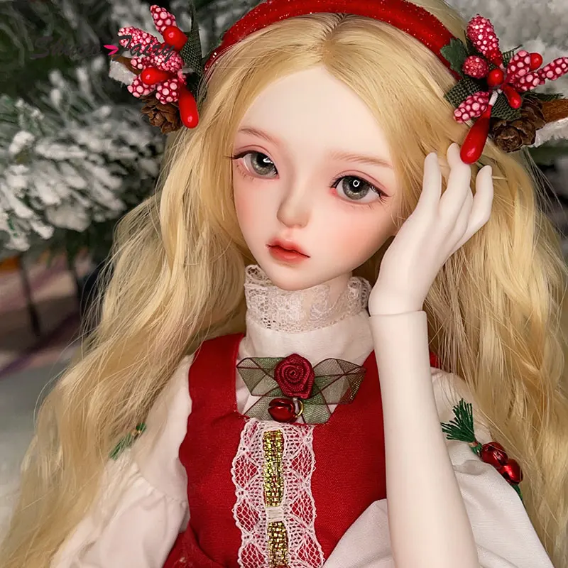 Celia Bjd Doll 1/4 Christmas Fullset Ball Jointed Dolls for Girls Red Dress Party Gift Toys Collection Shugafairy