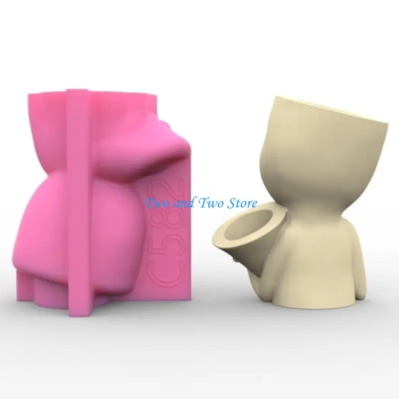 

HX6F Durable Silicone Mold Silicone Casting Mould Doll with Horn Shaped for DIY Vase