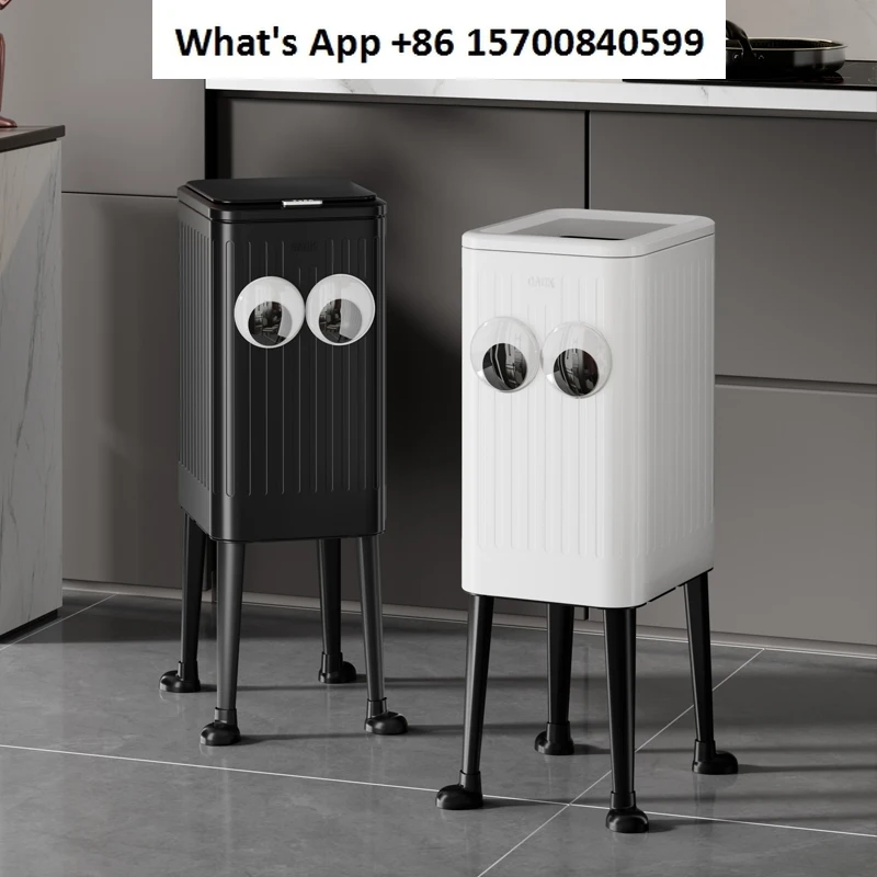 Movable Heightening Kitchen Trash Can with Belt Cover Household Bathroom Living Room Wheel Press No Bending Needed