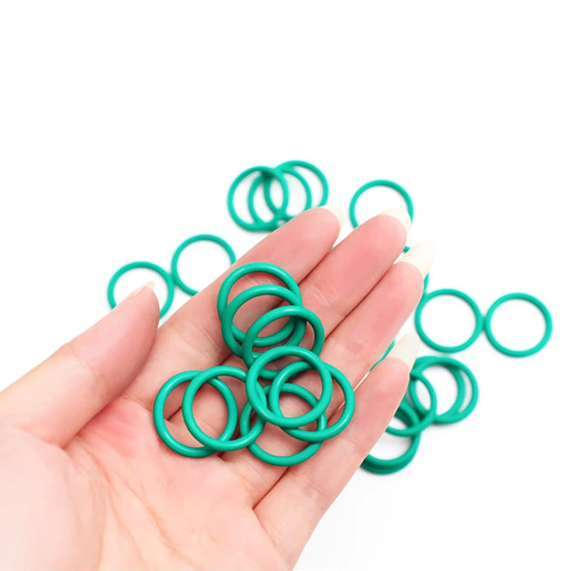 10pc CS:1/1.2/1.5/1.9/2mm OD3~50mm Green FKM O-Ring Sealing Gasket Insulation High Temperature Resistance Fluorine Rubber Washer