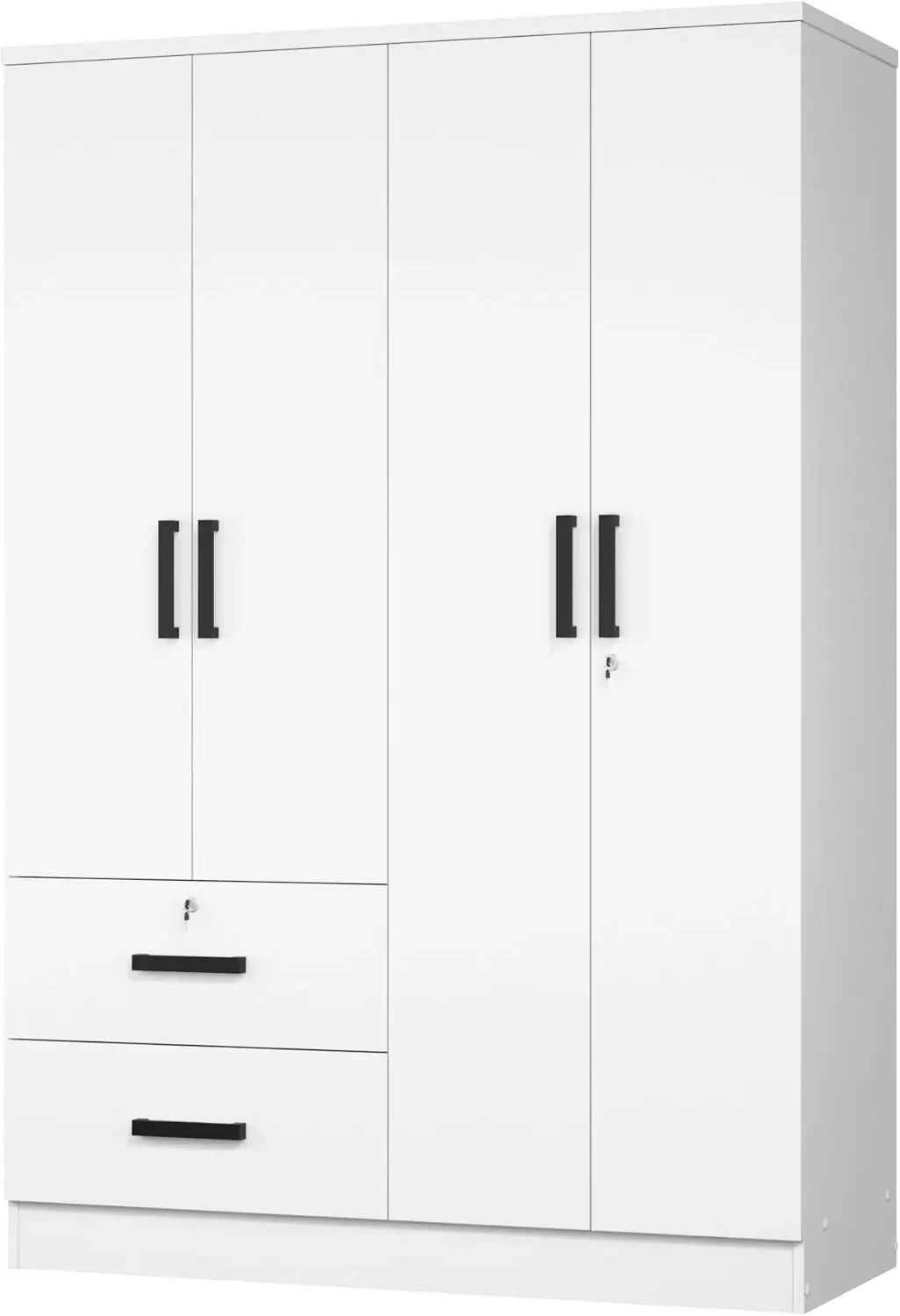 Armário 4 portas 2 gavetas com prateleiras 48 polegadas de largura e 72 de altura (branco)