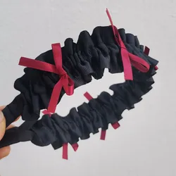 Lovely Sweet Pleated Lolita Ribbon Bowknot Women Cloth Headband Simple Cute Vacation Party Cosplay Hair Hoops