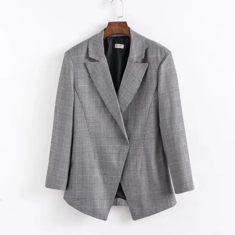 

Commuter Suit Black and White Blazer, Loose Casual High-end Beautiful Comfort Elegance Fashion Lazy Wind Suit