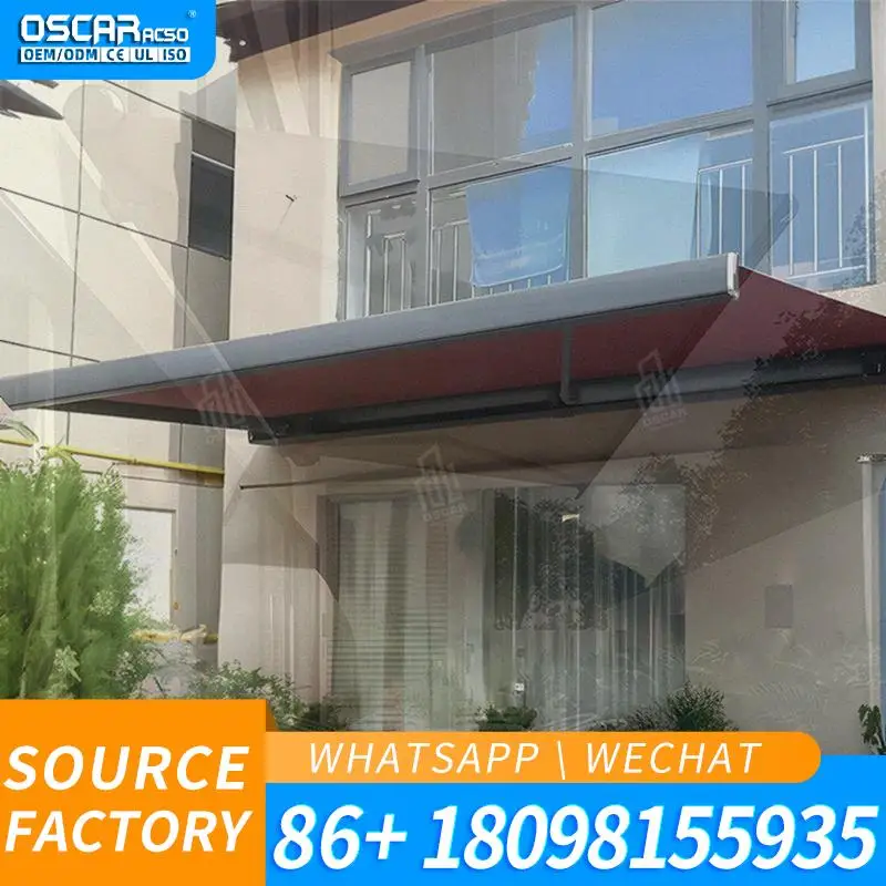 Motorized Retractable Outdoor Awning with LED Lights for Pergola Conservatory Retractable Awning