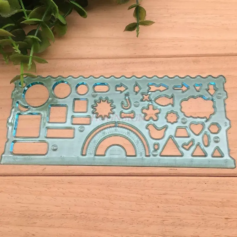 4 peças de desenho de modelo de estudantes do ensino fundamental, régua de jardim de infância, modelo de forma, relatório manuscrito, régua em forma de animal