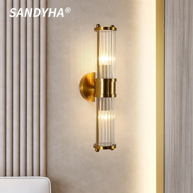 

SANDYHA Nordic Hotel Lobby Corridor E14 Wall Light Modern Simple Living Room Bedhead Glass Corridor Decor Lighting Fixtures