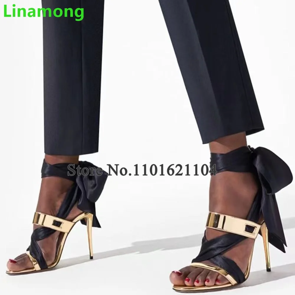 

Lace-up Metal Design Sexy Sandals For Female Women 2024 New Arrivals Thin High Heel Round Toe Hollow Summer Fashion Dress Shoes