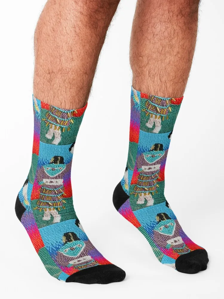 Beaded Jingle Dress Dancer Socks floor sheer Christmas New year's Men's Socks Women's