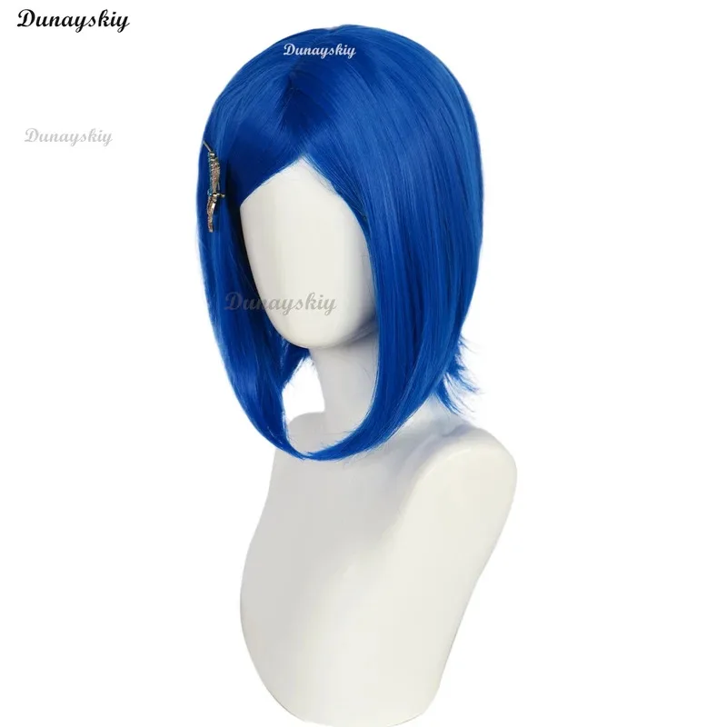 Coraline Cosplay mujeres niñas mujeres azul oscuro Bob pelucas coloridas Bob pelucas para Cosplay fiesta de Halloween personalizado