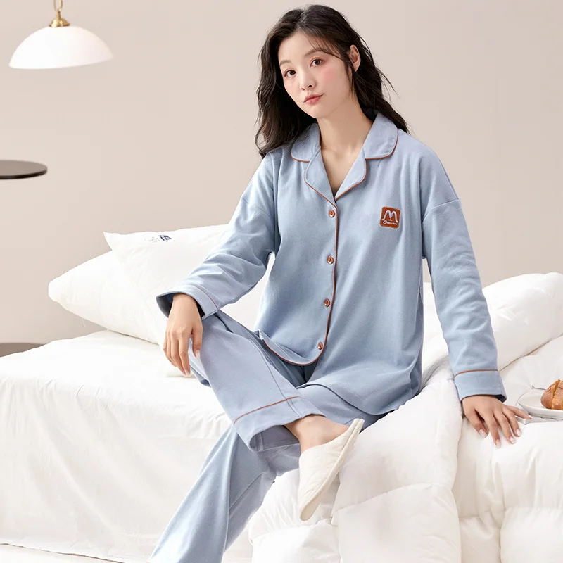 

Pajama Sets Blue Women Minimalist Design Silk Elegant Simple Smooth Spring Summer Sleepwear Home Daily Lady Skin-Friendly Gift