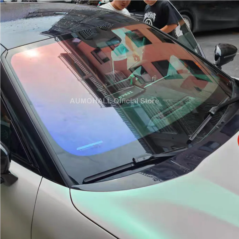 75X300cm VLT 89% Car Windshield Tints, Red Blue Chameleon Solar Foil, Red Blue Color Change Window Tinting Film