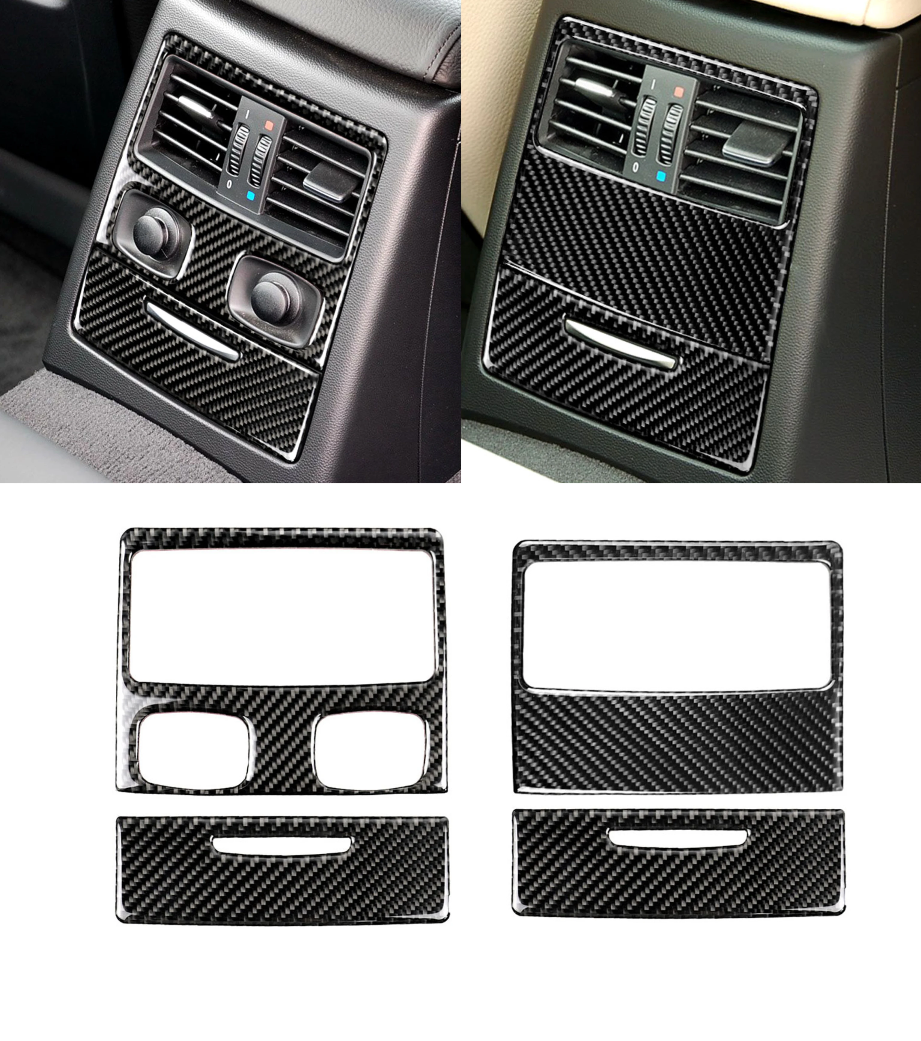 

for BMW 3 Series E90 E92 2005-2012 Rear Seat Air Conditioner Outlet Vent Decoration Cover Trim Decal Car Accessory Carbon Fiber