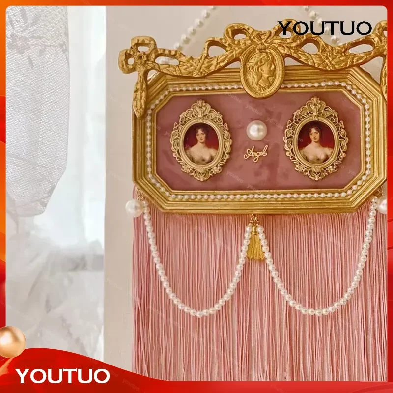 Pink Tassel European Style Chic Retro Living Room Decor Unique Electricity Meter Box Cover Stylish Functional Art Stereo