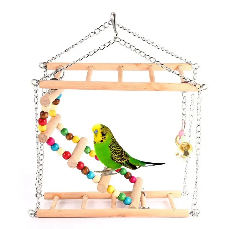 Bird toy ladder, double-layer swing, bird supplies, stairs, rings, bells, parrot toys