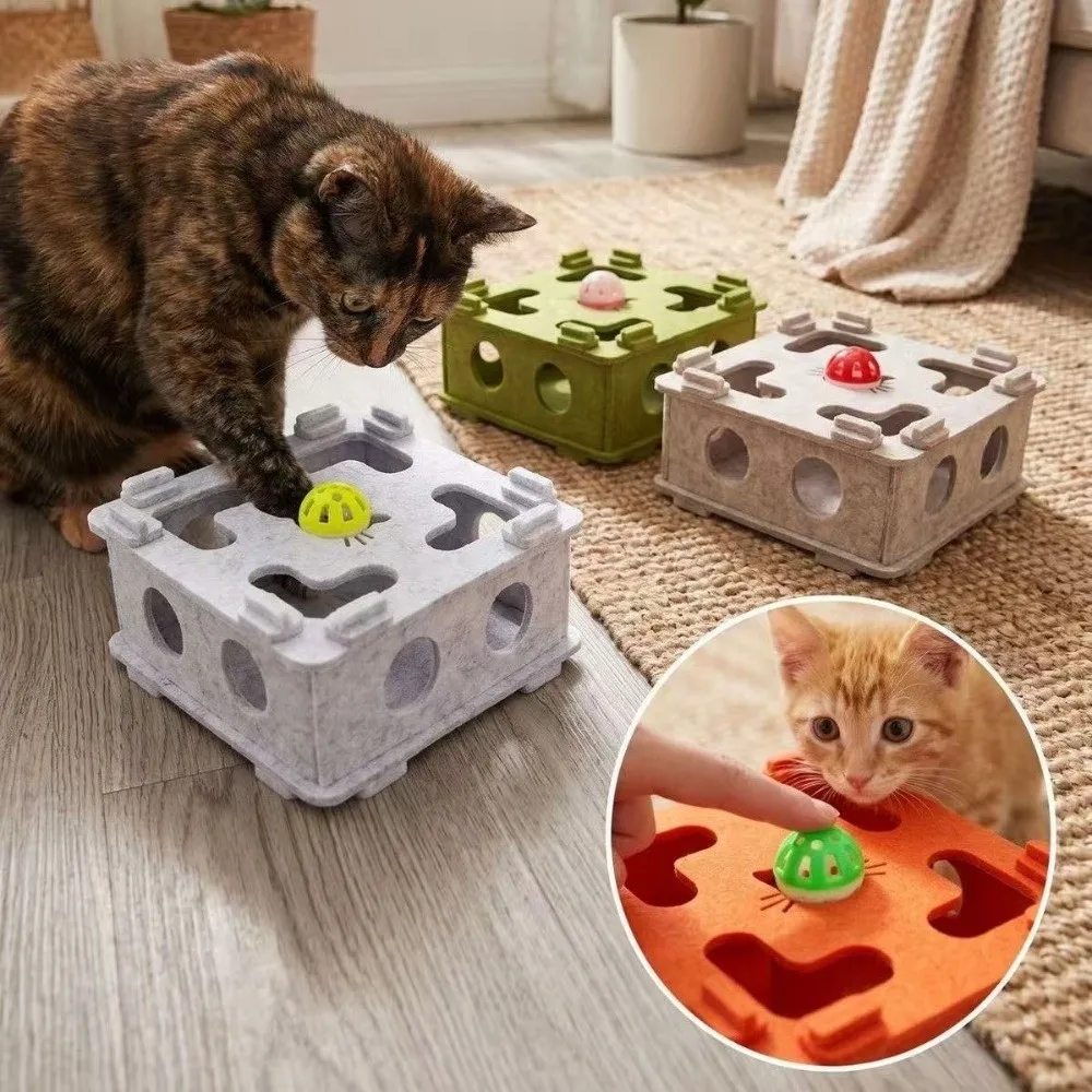 Felt Cat Maze Play Box Interactive Scratch Resistant Interactive Cat Modular Splicing Bite Resistant Cat Puzzle Kitten