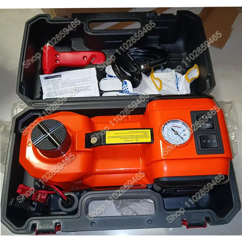 

12V 5T Electric Car Hydraulic Jack with Tire Inflator Pump and LED Light 3 in 1 Lift jacks With Safe Hammer Tool Kit