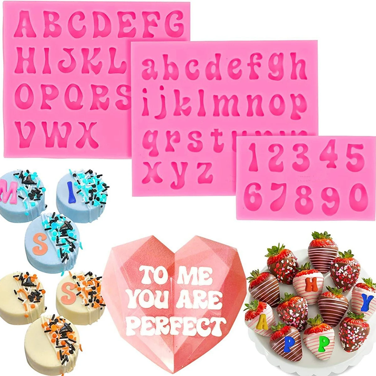 Alphabet Number Silicone Resin Mold Cake Decorating Tools DIY Letter Number Fondant Chocolate Jelly Candy Pastry Baking Mould