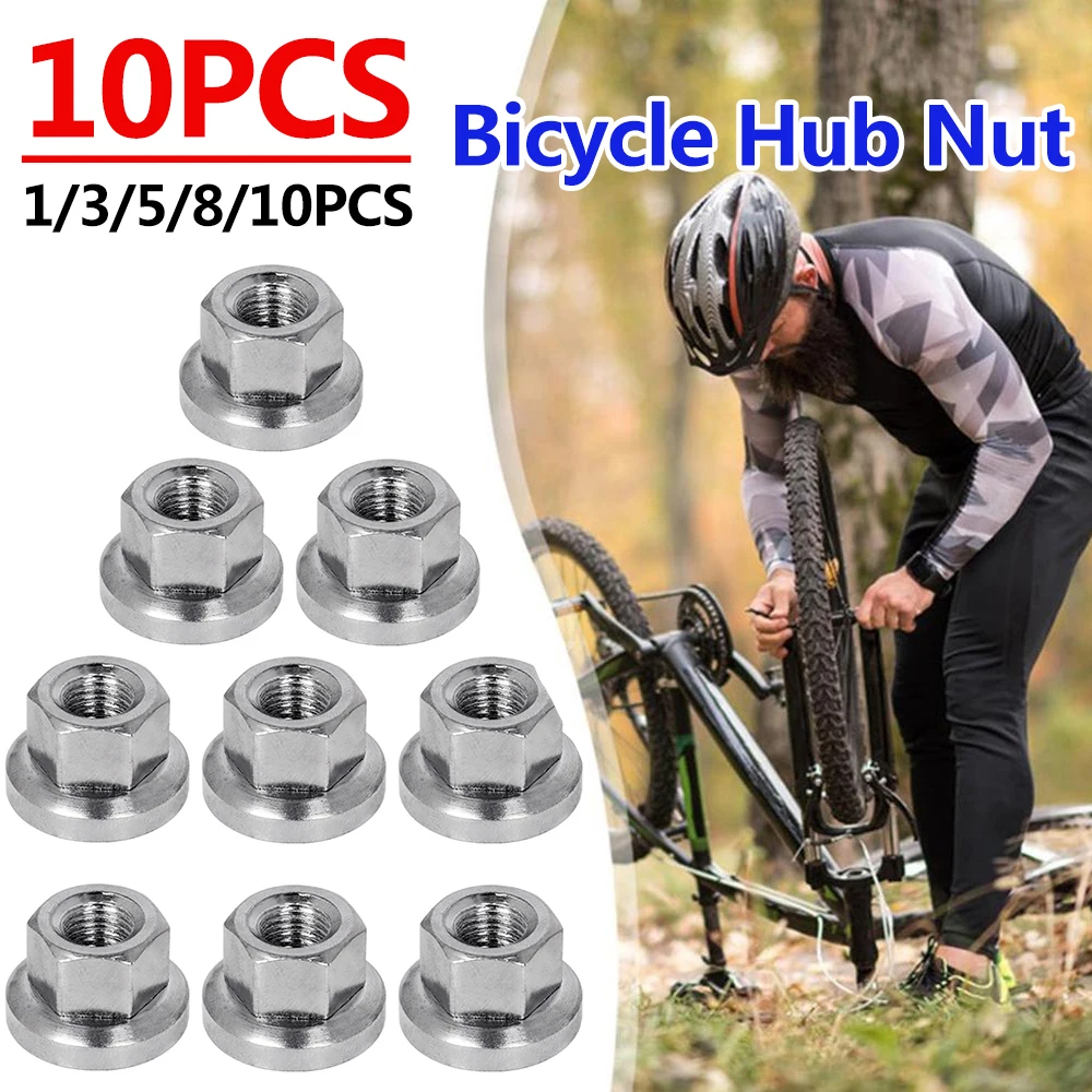 1-10PCS Bicycle Drum Hub Nuts 10mm Fixed Gear MTB Road Bike Rear Wheel Screw Bolt Biking Portable Dustproof Cycling Accessories