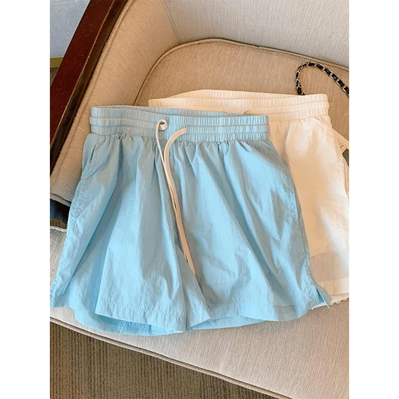 New 2025 Candy Colored Loose Casual Lazy Summer High Waist Versatile Thin Quick Dry Hot Pants Korean Style Straight Leg Pants