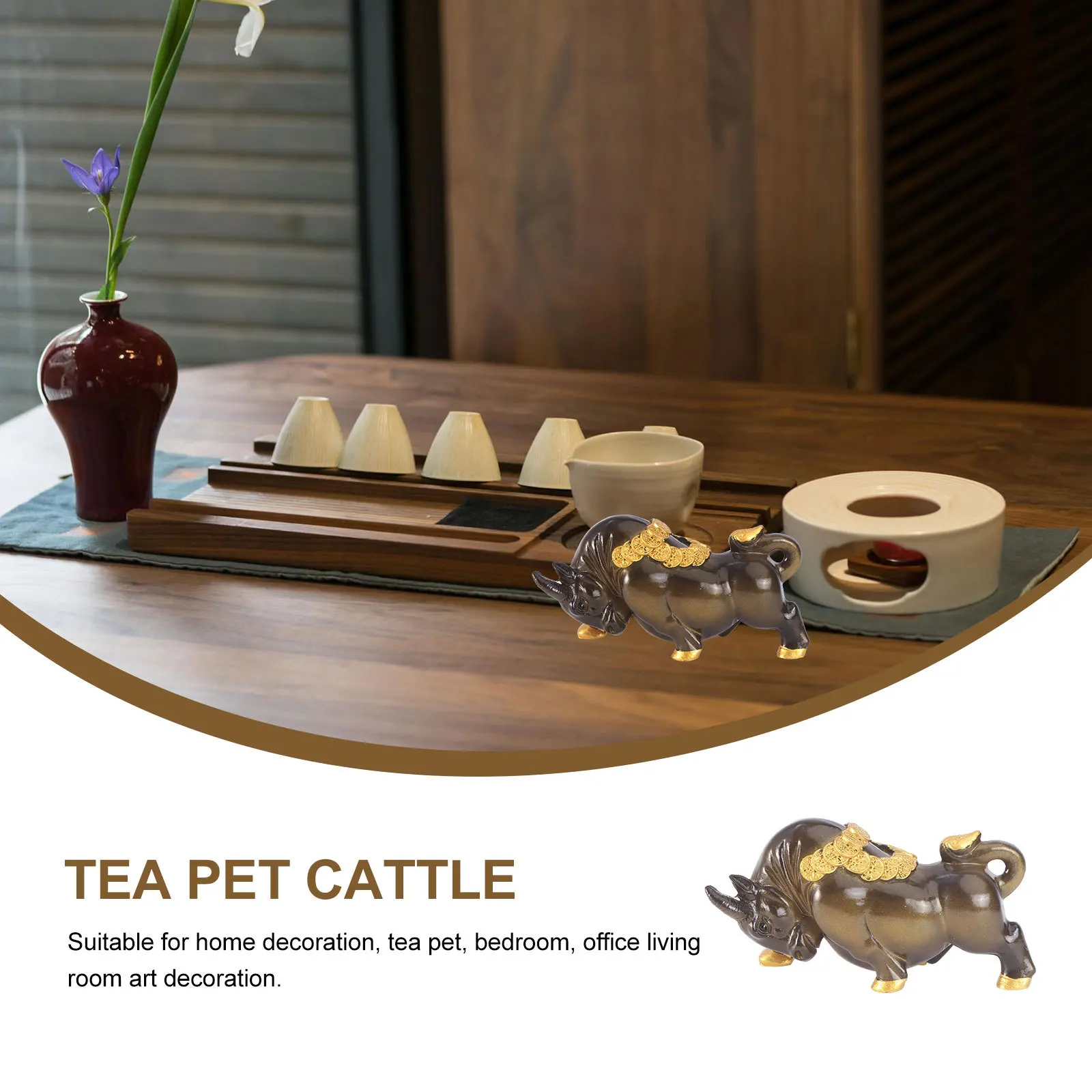 

1Pcs Color Changing Ceramic Tea Pet Cattle Ornament Desktop Decoration Tea Accessory Gift Ceramic Cattle Ornament