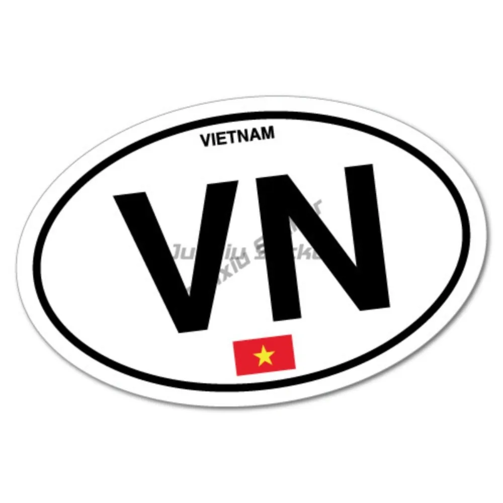 VN Vietnam Country Code Sticker Flag Bumper Water Proof Refit Decal Accessories Funny Decorations
