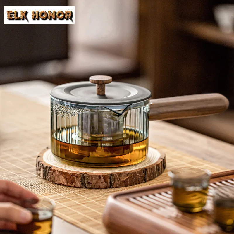 730ml Magnet Adsorb Filtration Lid Glass Side Handle Teapot Heat-resistant Pot Boiling Water Kettle For Electric Ceramic Stove