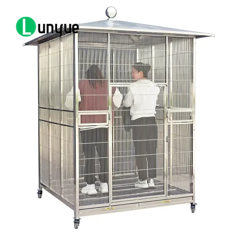 Large Stainless Steel Bird Cage for Parrot Cockatoo Solid Bold Tiger Skin Pattern Durable Outdoor Indoor Home Aviary Pet