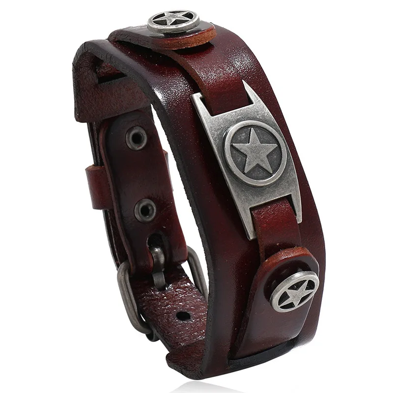 man punk bracelet Spiked Leather Cuff Bracelet for Men Women 80s Wristband Emo Bracelet Adjustable